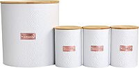 MegaChef 4 Piece Iron Canister Set in White