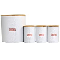 MegaChef 4 Piece Iron Canister Set in White