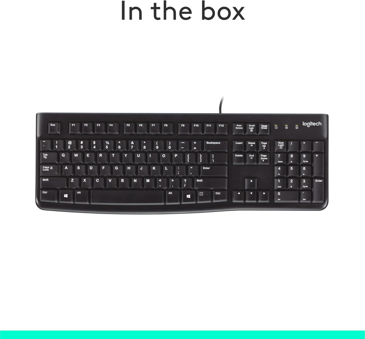 Logitech K120 Wired Keyboard for Windows, Plug and Play, Full-Size, Spill-Resistant, Curved Space Bar, Compatible with PC