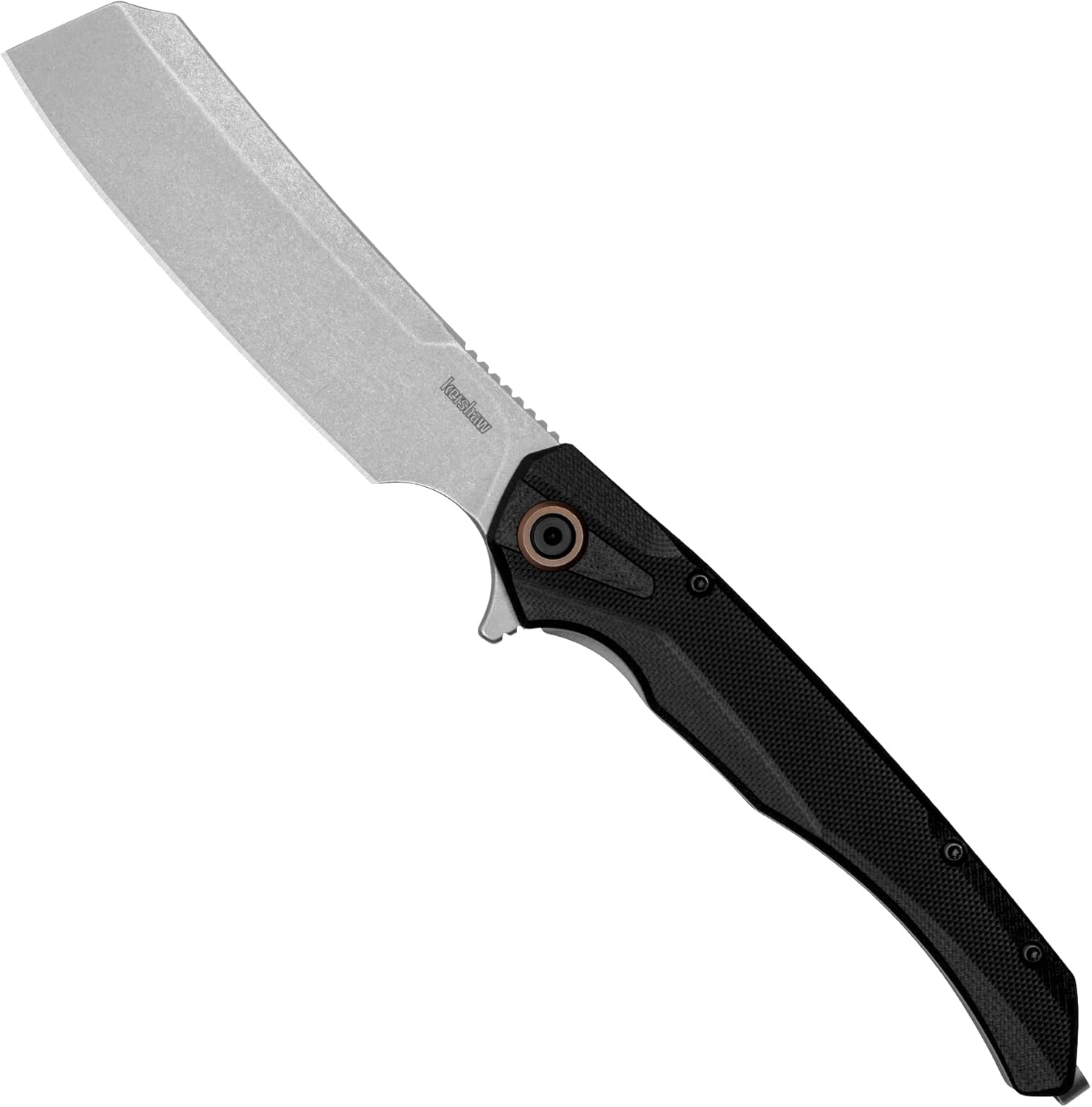 Kershaw Strata Cleaver Pocket Knife, D2 Steel, 4 inch Blade, Stonewashed Finish, Pocketclip