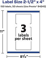 Avery Matte White Rectangle Labels, Sure Feed Technology, 2.5" x 4"