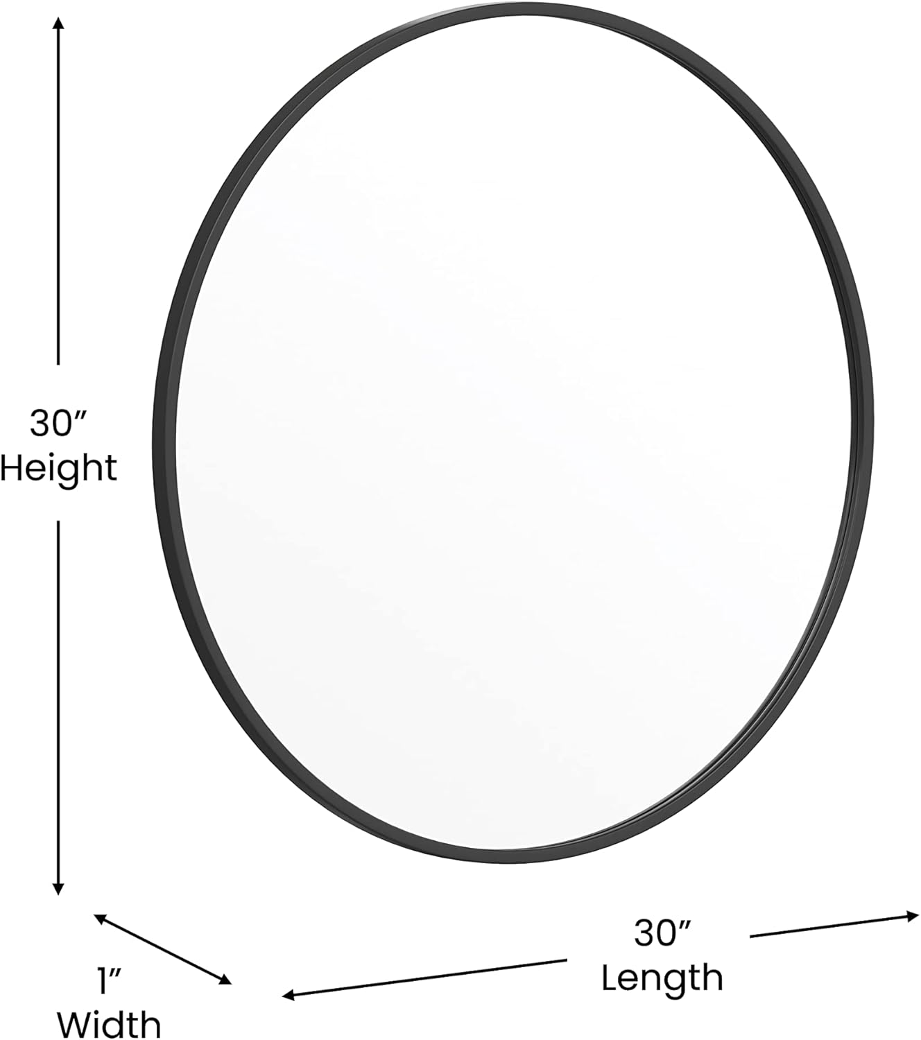 Flash Furniture Julianne Large Round Wall Mirror - Black Circle Accent Mirror