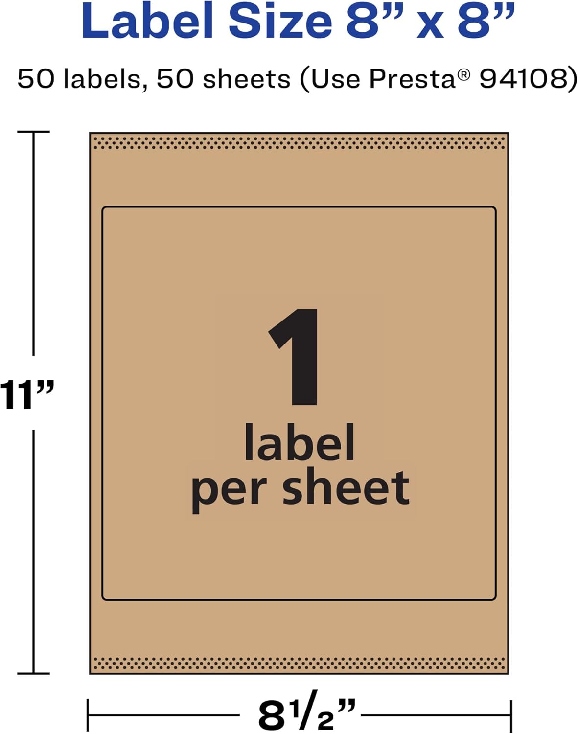 AVERY Kraft Brown Square Labels, Sure Feed Technology, 8" x 8"