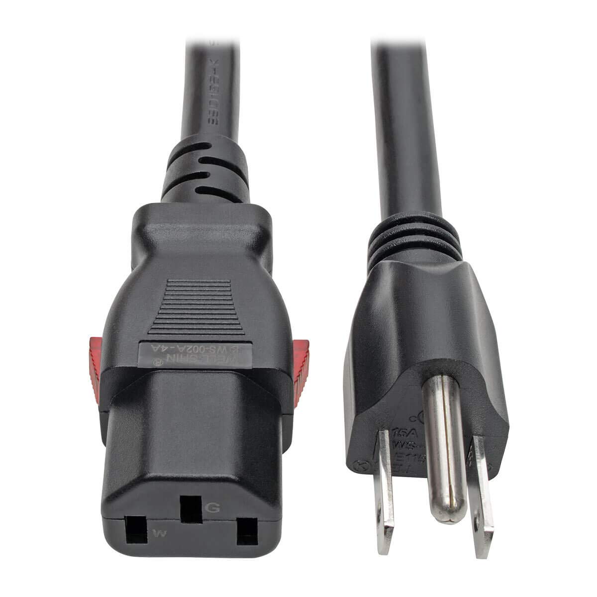 TRIPP LITE NEMA 5-15P to Locking C13 Power Cord, 14 AWG, 15A/125V