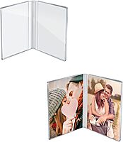 Azar Displays 107726-2PK Clear Acrylic 4x6 Double Photo Frame Side by Side - Modern Dual-Sided Picture Display, 2-Pack