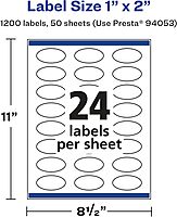 AVERY Glossy White Oval Labels, Sure Feed Technology, 1 x 2 in, Print-to-The-Edge, Permanent Adhesive, Laser/Inkjet Printable