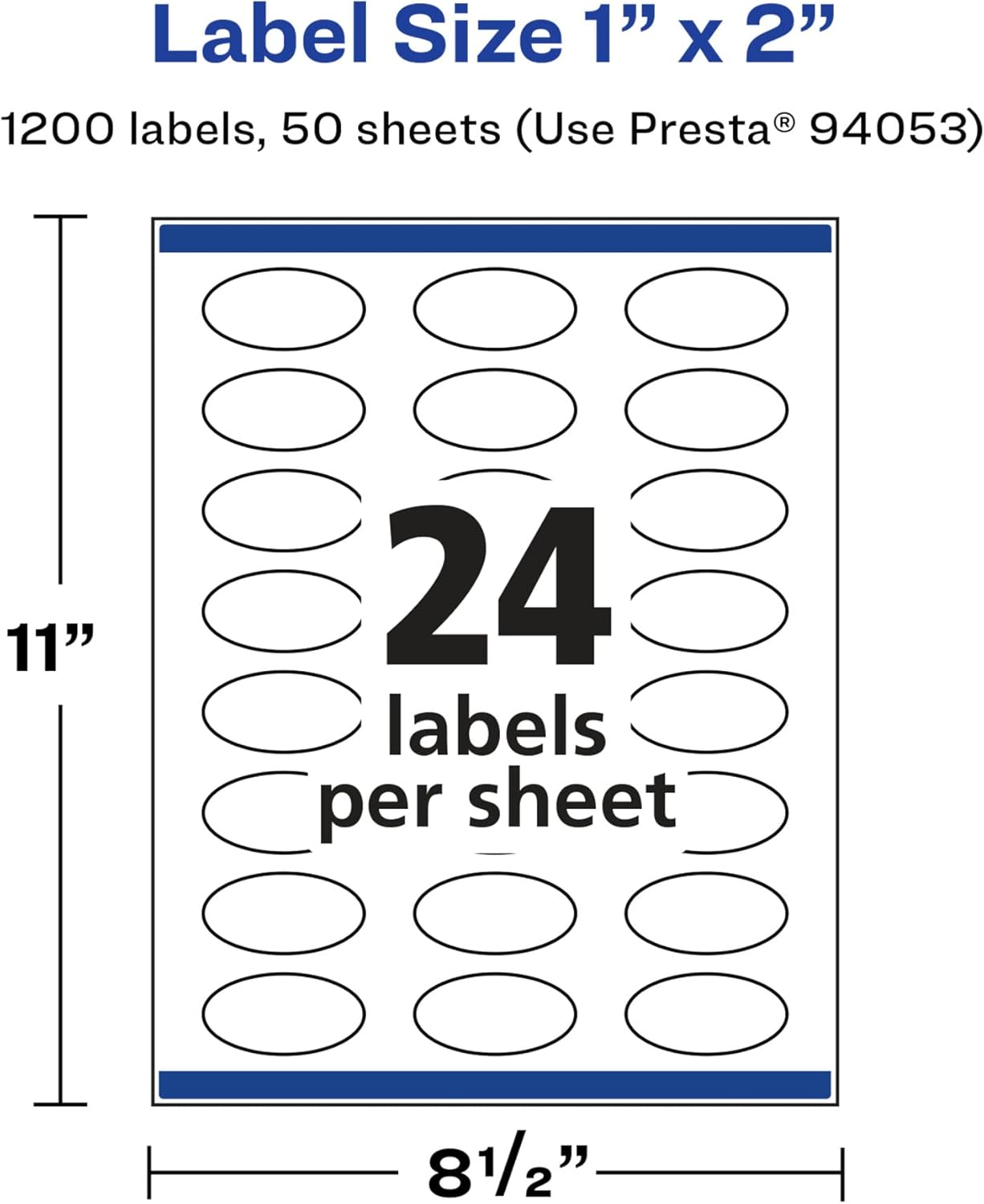 AVERY Glossy White Oval Labels, Sure Feed Technology, 1 x 2 in, Print-to-The-Edge, Permanent Adhesive, Laser/Inkjet Printable