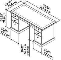 Bush Furniture Saratoga 66in Executive Desk with Drawers