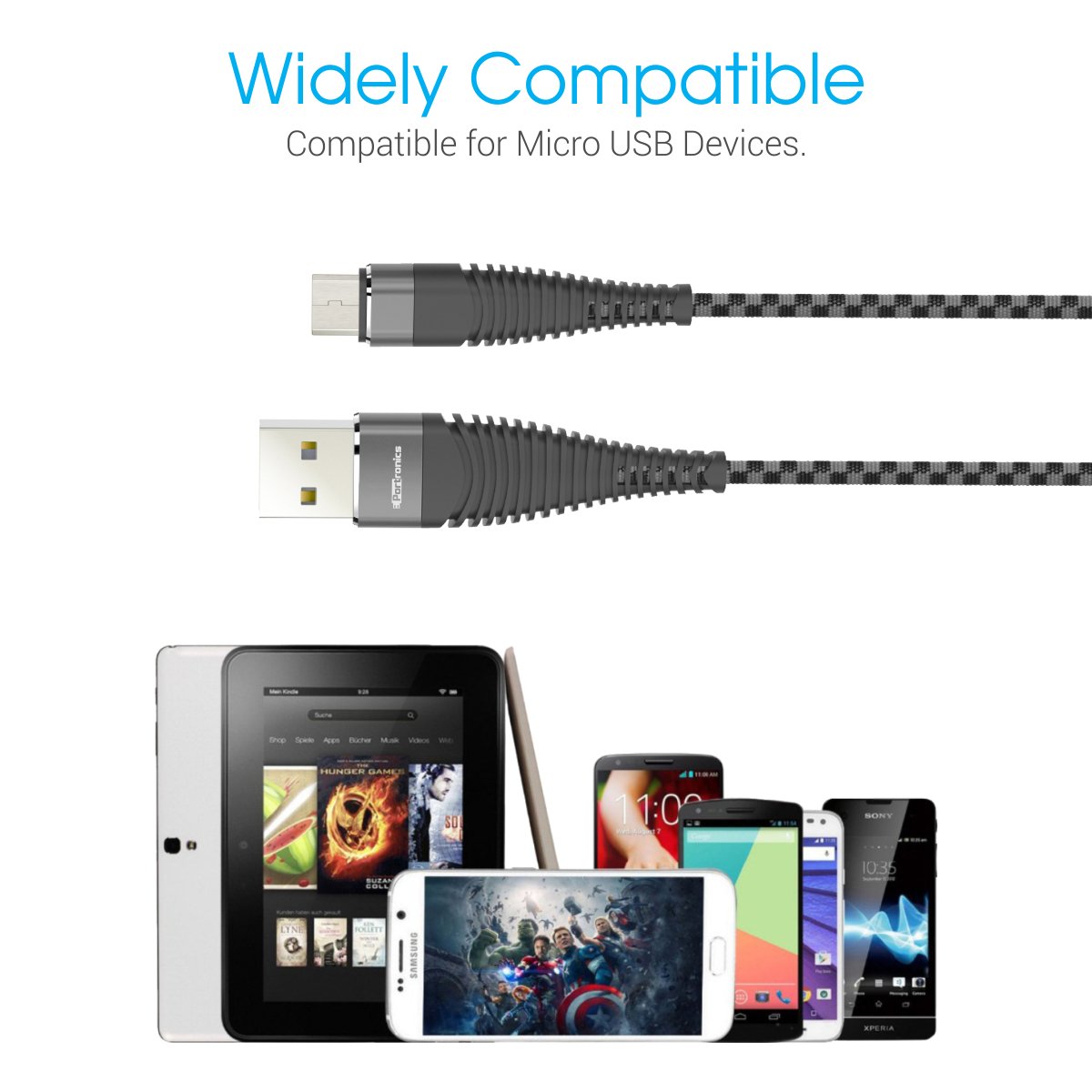 PORTRONICS KONNECT 4M MICRO CABLE 1.2 GREY BLACK PORE POR 874 PORTRONICS KONNECT 4M MICRO CABLE 1.2 GREY BLACK PORE POR 874