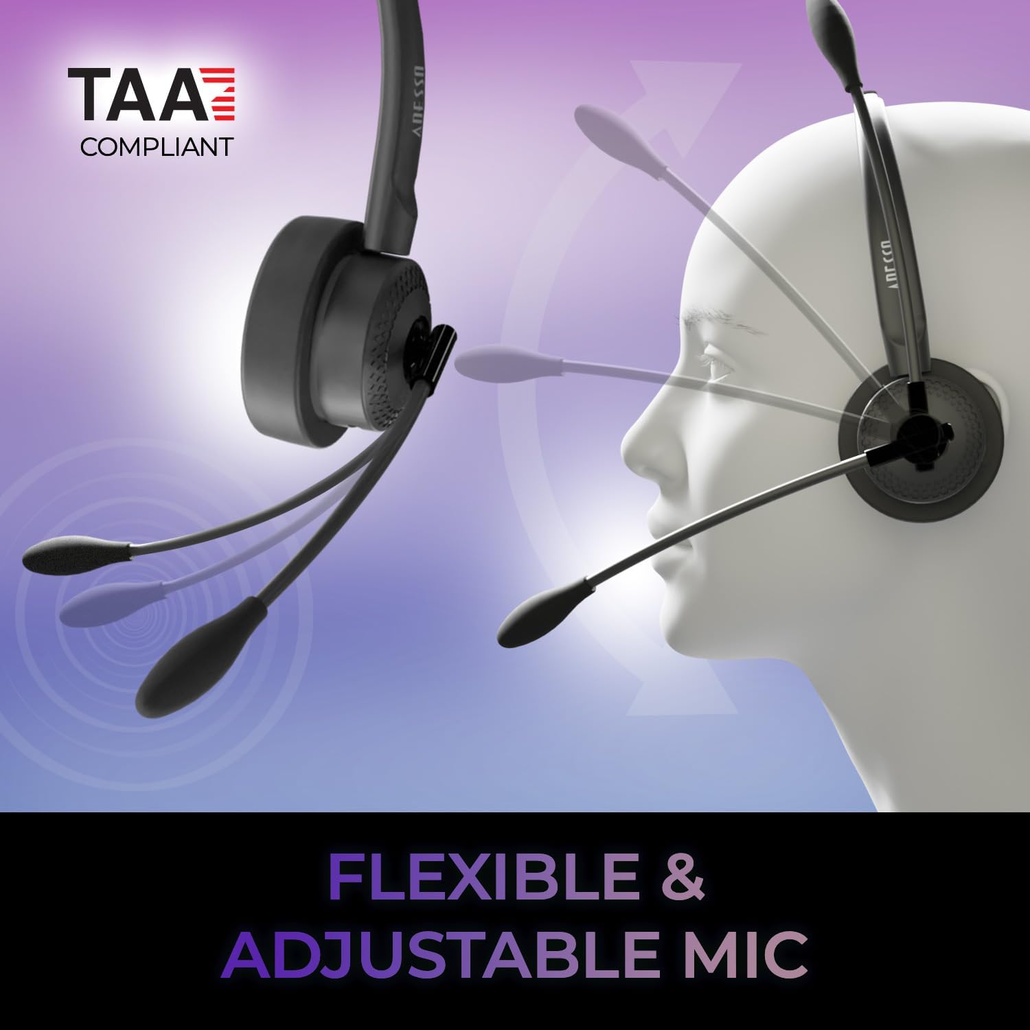 ADESSO Xtream P4 USB C Headset with Microphone TAA Compliant Made in Taiwan Dual Connector Business Communication Headset