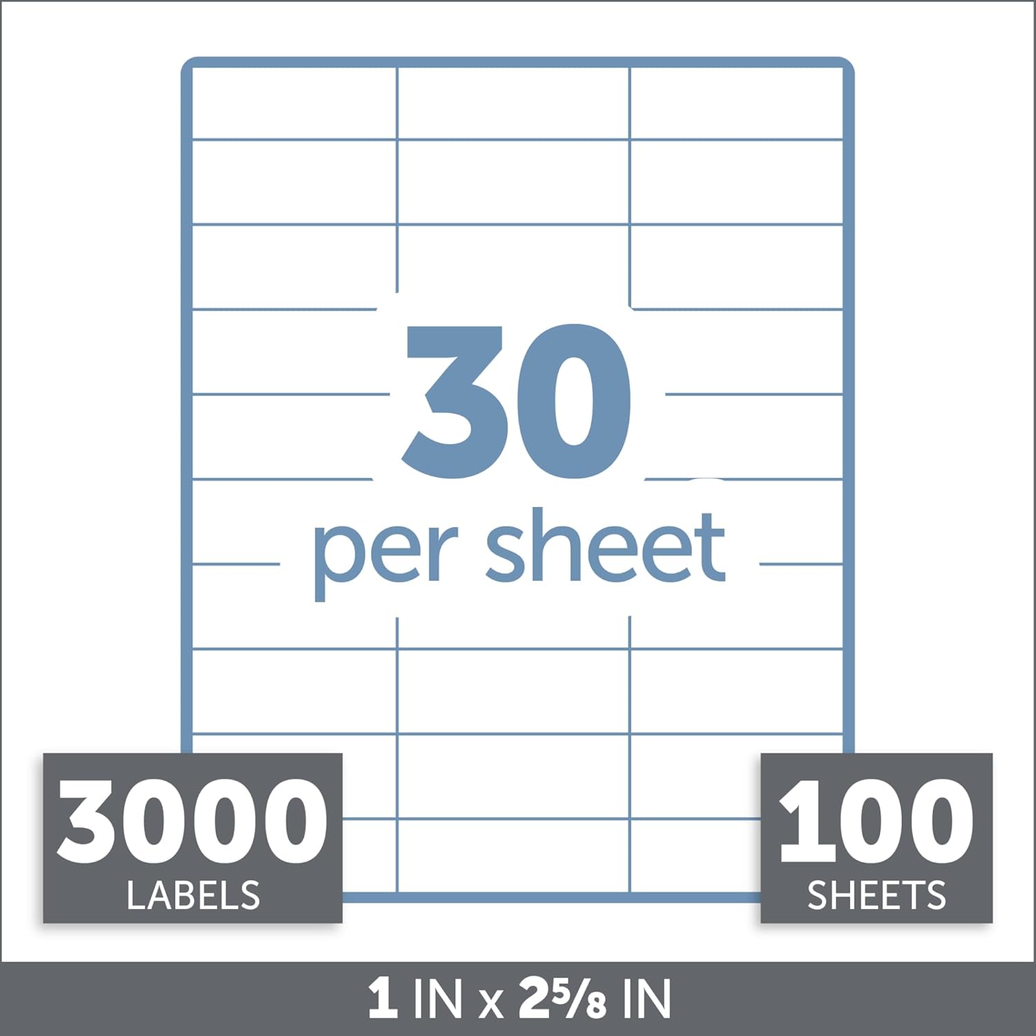 Office Depot White Inkjet/Laser Address Labels, 1in. x 2 5/8in., Box of 3,000, 505-O004-0004