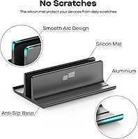 MP Mobile Pixels Upright Laptop Cradle Stand 3-in-1 Design, Adjustable Desktop Aluminum Stand for Smartphones, Tablets