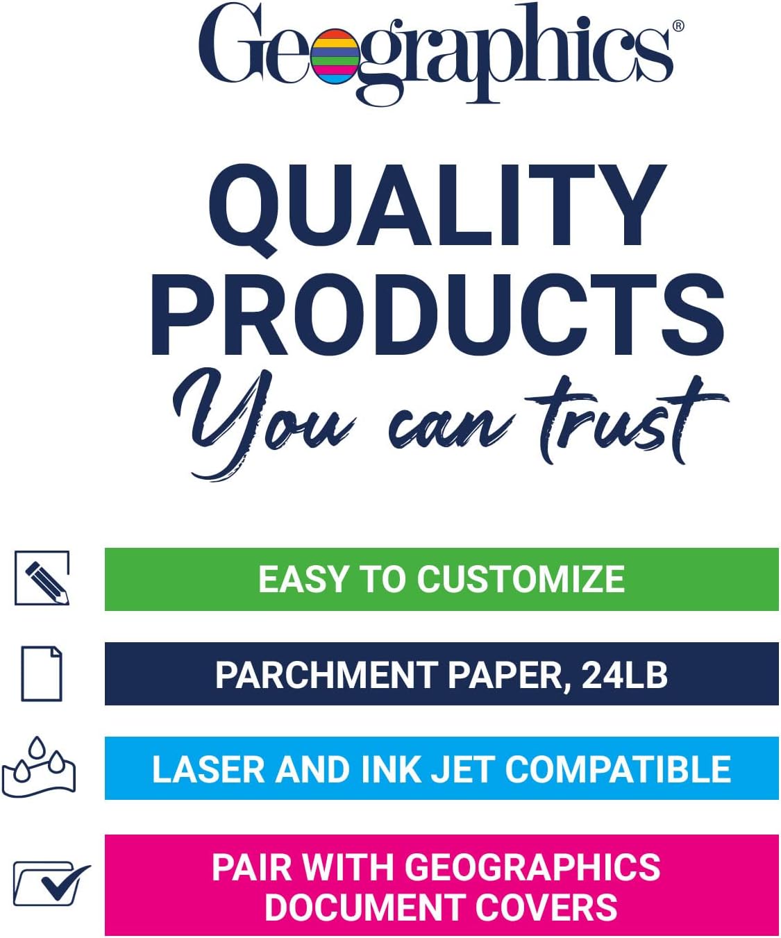 Geographics Diplomat Printable Certificates - 24 lb Basis Weight - 11" Width x 8.5" Length - Inkjet