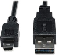 Tripp Lite Universal Reversible USB 2.0 Hi-Speed Cable (Reversible A M to 5Pin Mini-B M, 6-ft.(UR030-006)