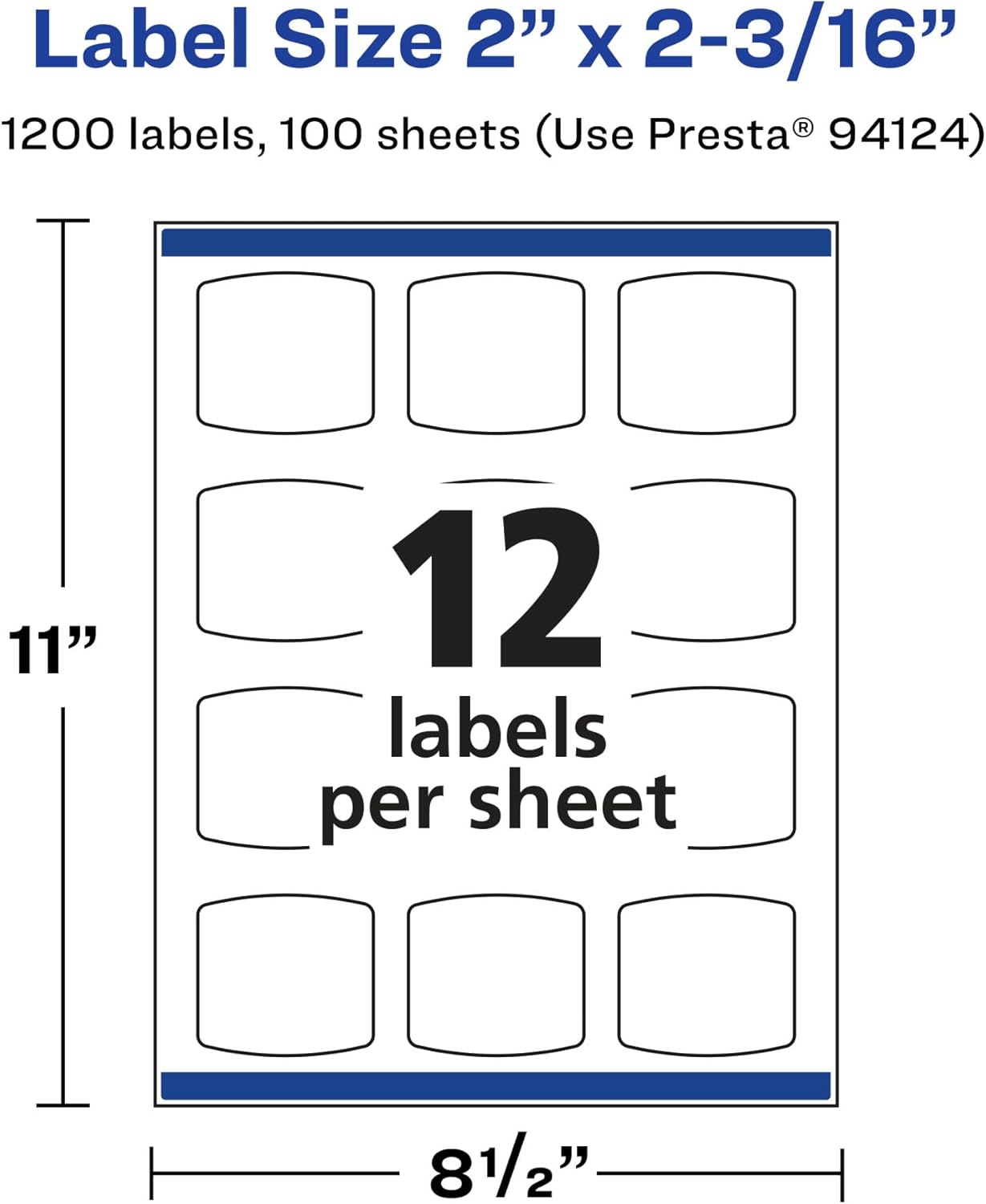 Avery Glossy Clear Arched Square Labels, Sure Feed Technology, 2" x 2-3/16", Print-to-The-Edge, Laser/Inkjet Printable