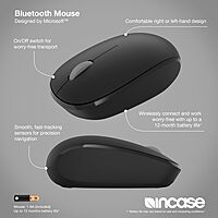 INCASE Bluetooth Mouse - Designed by Microsoft - Compact Ambidextrous Wireless Mouse with 4-Way Scroll
