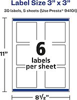 AVERY Glossy Clear Square Labels with Sure Feed, 3" x 3"