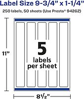 Avery Glossy Clear Rectangle Labels, Sure Feed Technology, 9.75" x 1.25", Print-to-The-Edge, Laser/Inkjet Printable