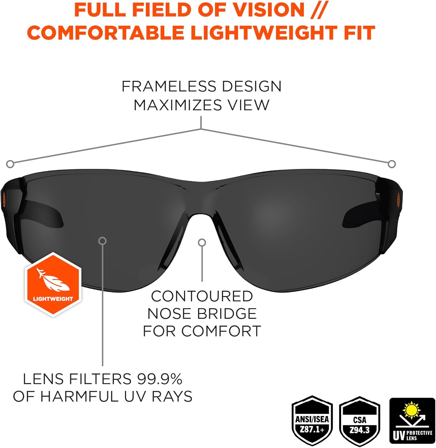 ERGODYNE Skullerz SAGA Frameless Safety Glasses