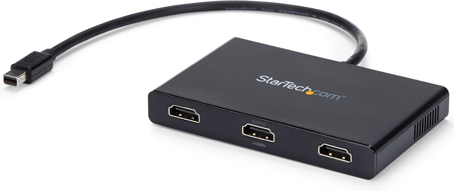 StarTech.com 3-Port Multi Monitor Adapter - Mini DisplayPort to HDMI MST Hub - Triple 1080p/Dual 4K 30Hz