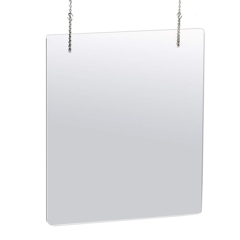 AZAR DISPLAYS Hanging Adjustable Clear Acrylic Cashier Shield Sneeze Guard - Pack of 2