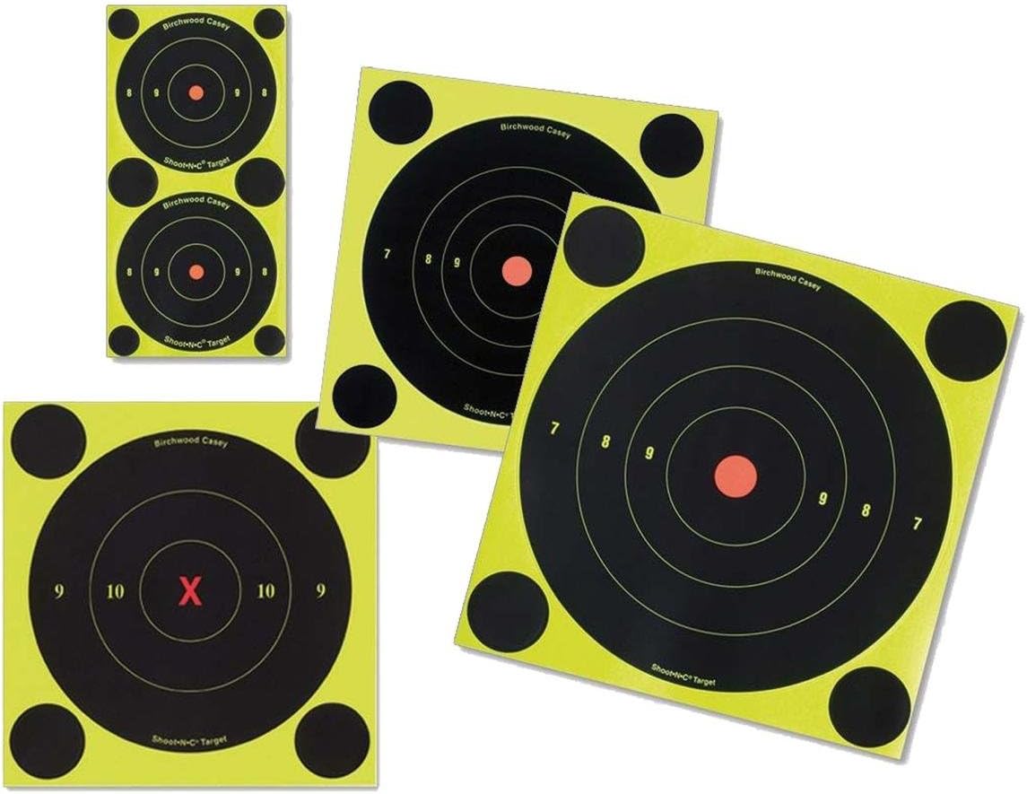 BIRCHWOOD CASEY Shoot-N-C 2" Bull's-Eye Reactive Targets - Highly Visible Instant Feedback Self-Adhesive Shooting Target