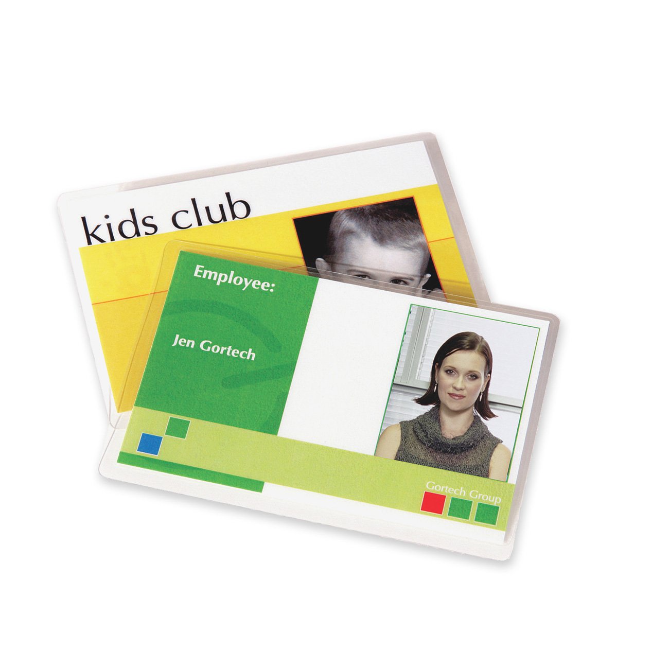 Fellowes Self-Adhesive Laminating Pouches, With Badge Clips, 5 mil, 3.88 x 2.63, 5-Pack