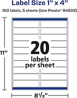 Avery Durable Waterproof Rectangle Labels with Sure Feed Technology, 1" x 4"