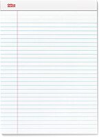 Office Depot Brand Writing Pads, 8-1/2in x 11-3/4in, Legal/Wide Ruled, 50 Sheets, White, Pack Of 12 Pads