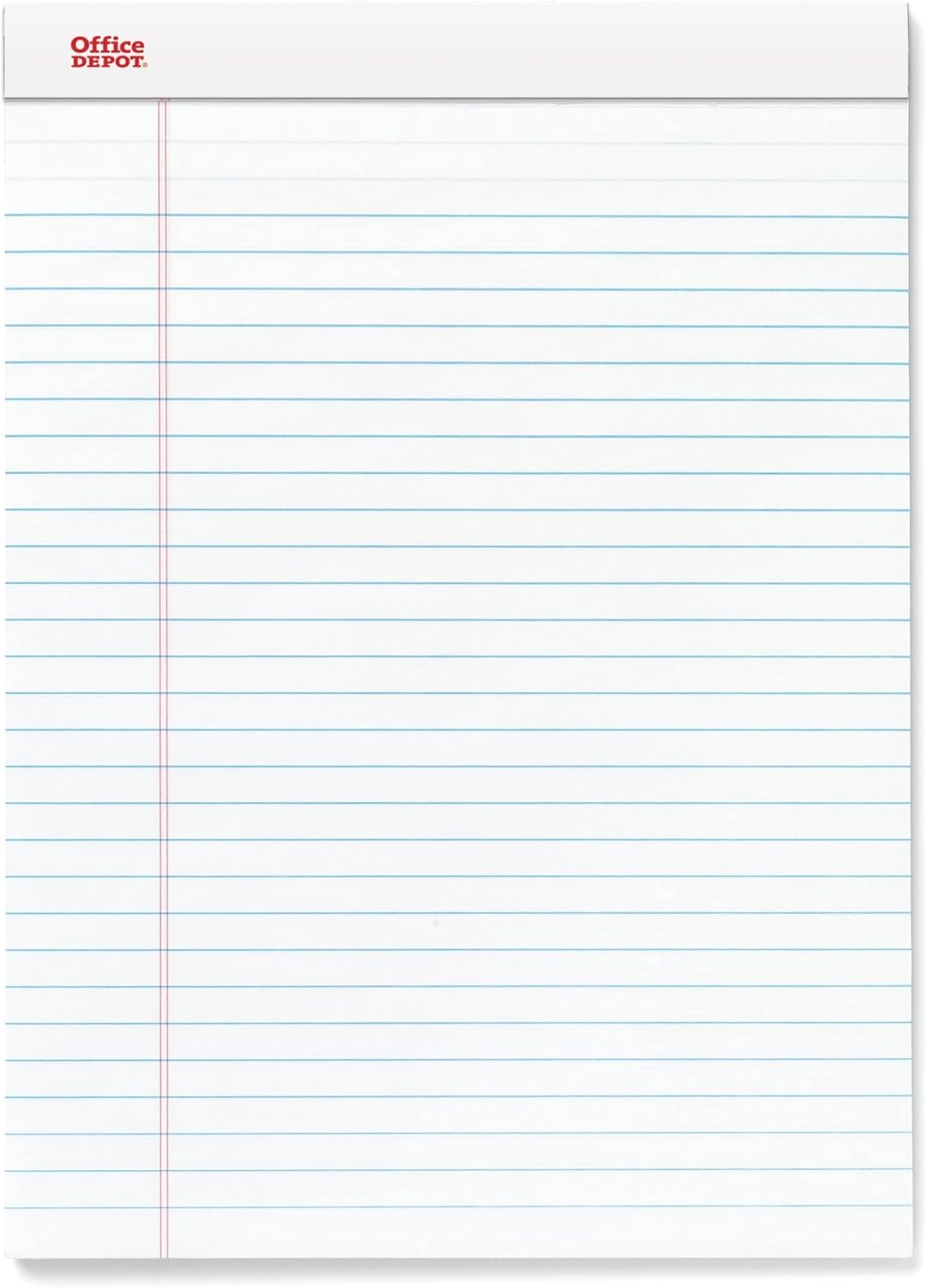 Office Depot Brand Writing Pads, 8-1/2in x 11-3/4in, Legal/Wide Ruled, 50 Sheets, White, Pack Of 12 Pads