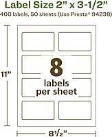 AVERY EcoFriendly Matte White Recycled Rectangle Labels, 2 x 3.5, Print-to-The-Edge, Permanent Adhesive