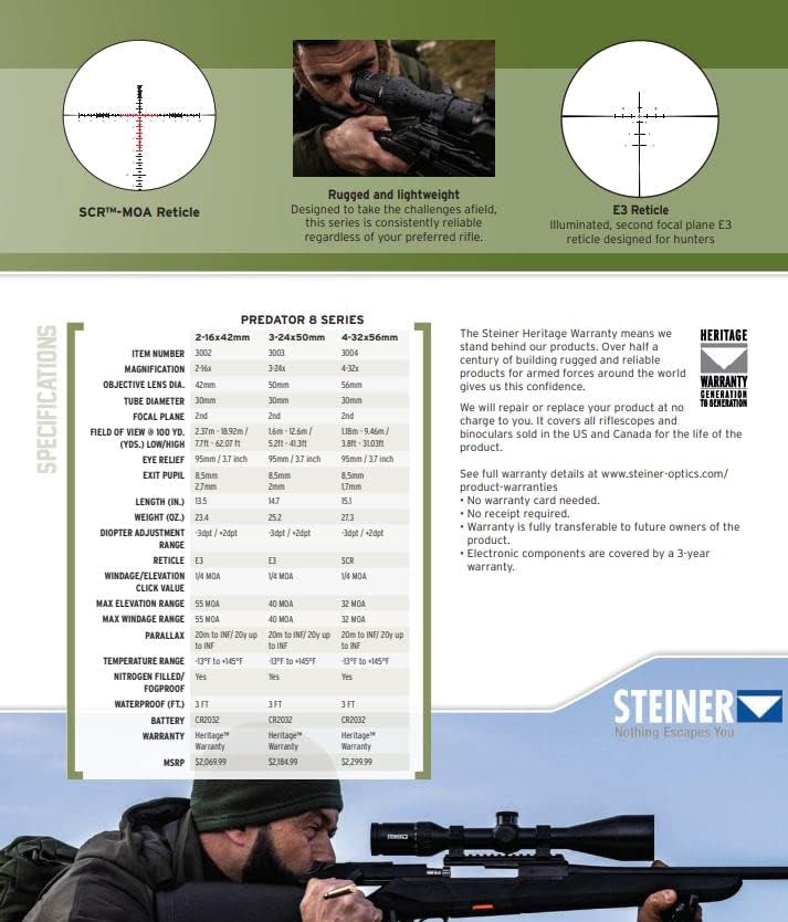 STEINER Predator 8 Series Hunting Rifle Scope