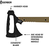 Gerber Gear Downrange Tactical Tomahawk Survival Multitool, Made in USA Camping Axe with Hammer Head and Steel Pry Bar, Includes Sheath with Integrated Molle Straps