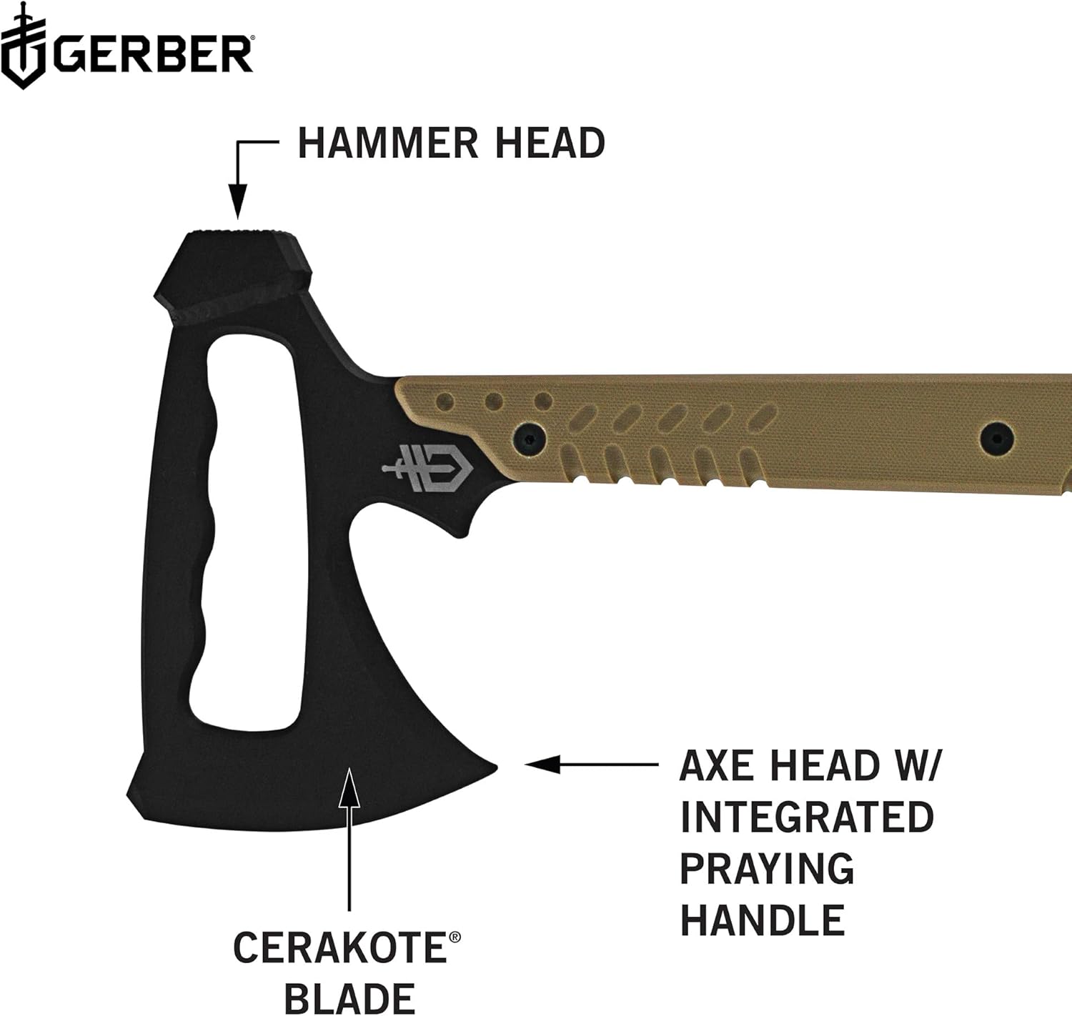 Gerber Gear Downrange Tactical Tomahawk Survival Multitool, Made in USA Camping Axe with Hammer Head and Steel Pry Bar