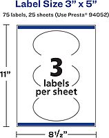 Avery Matte White Oval Labels, Sure Feed Technology, 3" x 5"
