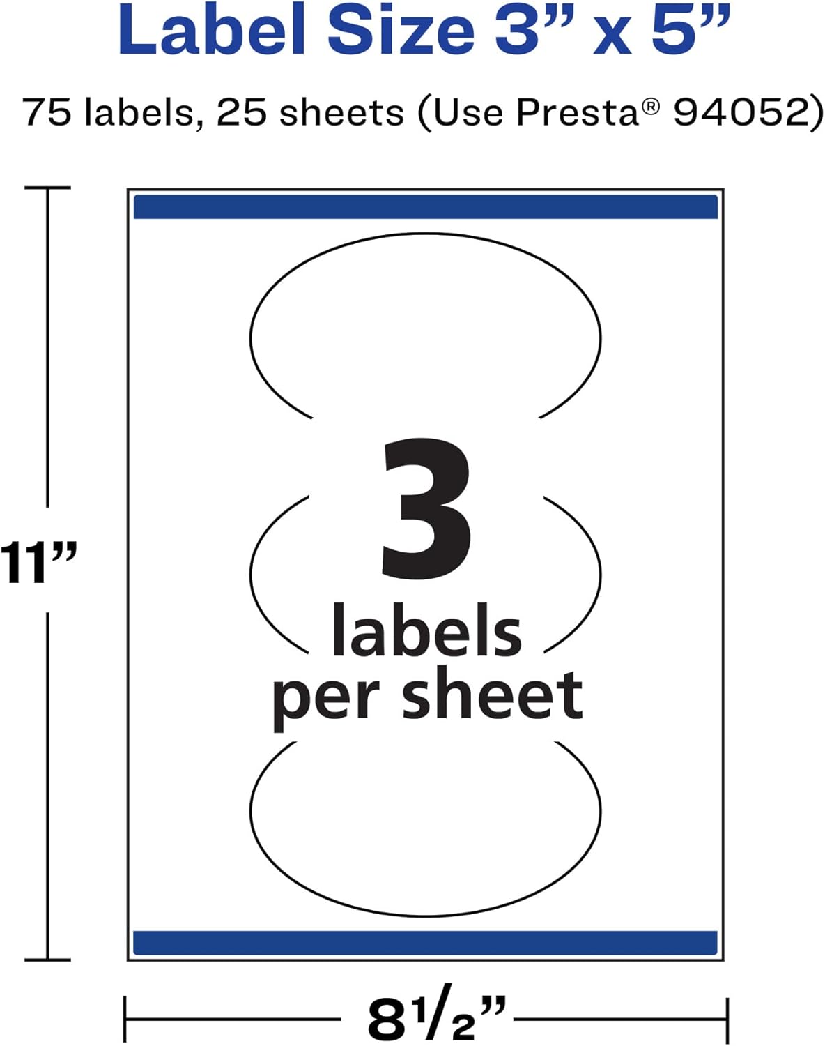 Avery Matte White Oval Labels, Sure Feed Technology, 3" x 5"