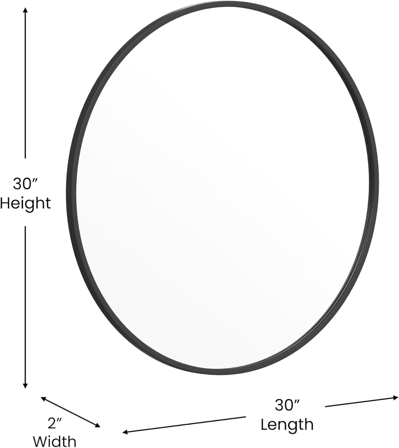 Flash Furniture Julianne Large Round Wall Mirror - Black Circle Accent Mirror