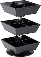 Mind Reader Tea Bag Carousel, 3-Tier 12-Compartment Countertop Organizer, 6.75" L x 6.75" W x 11.5" H, Black