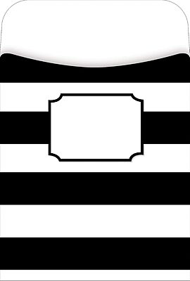BARKER CREEK Peel & Stick Library Pockets, Wide Stripes, 3 Designs, Great for Holding Library, Index, and Flash Cards, Hall Passes, Recipes, and More! 3-1/2" x 5-1/8", 30 per Pkg (1246), Assorted
