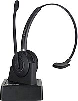 Spracht HS-2050 Single Ear Wireless Bluetooth Headset with Base Station | Noise Cancelling Headphones with Microphone for Pc