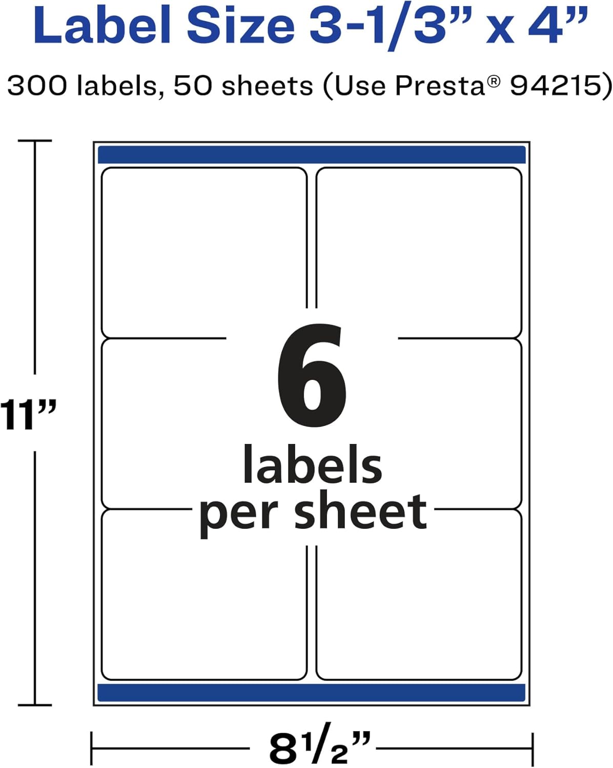 AVERY Matte White Removable Rectangle Labels, Sure Feed Technology, 3-1/3" x 4"