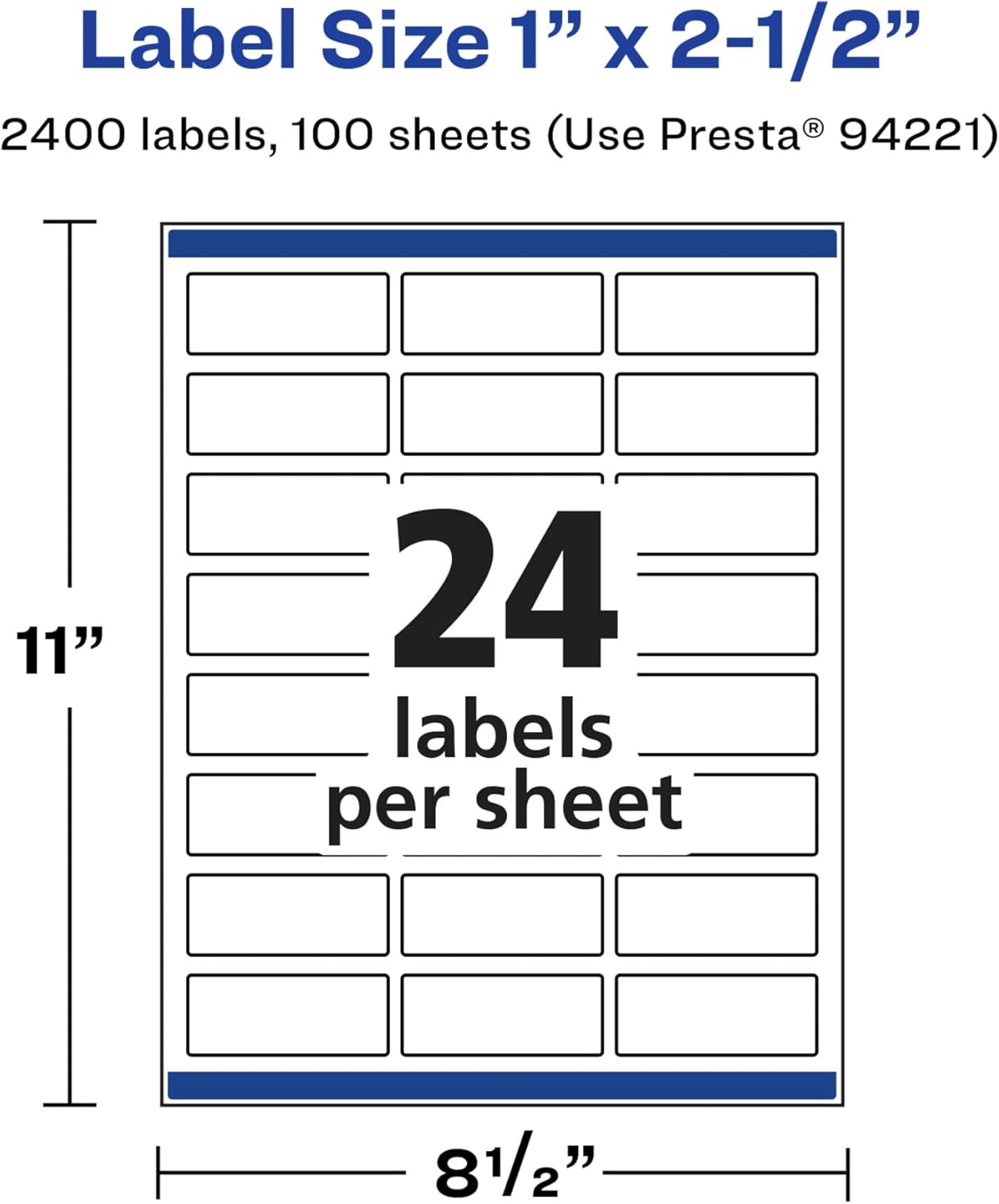 AVERY Glossy White Rectangle Labels, Sure Feed Technology, 1" x 2.5", Permanent Adhesive, Laser/Inkjet Printable