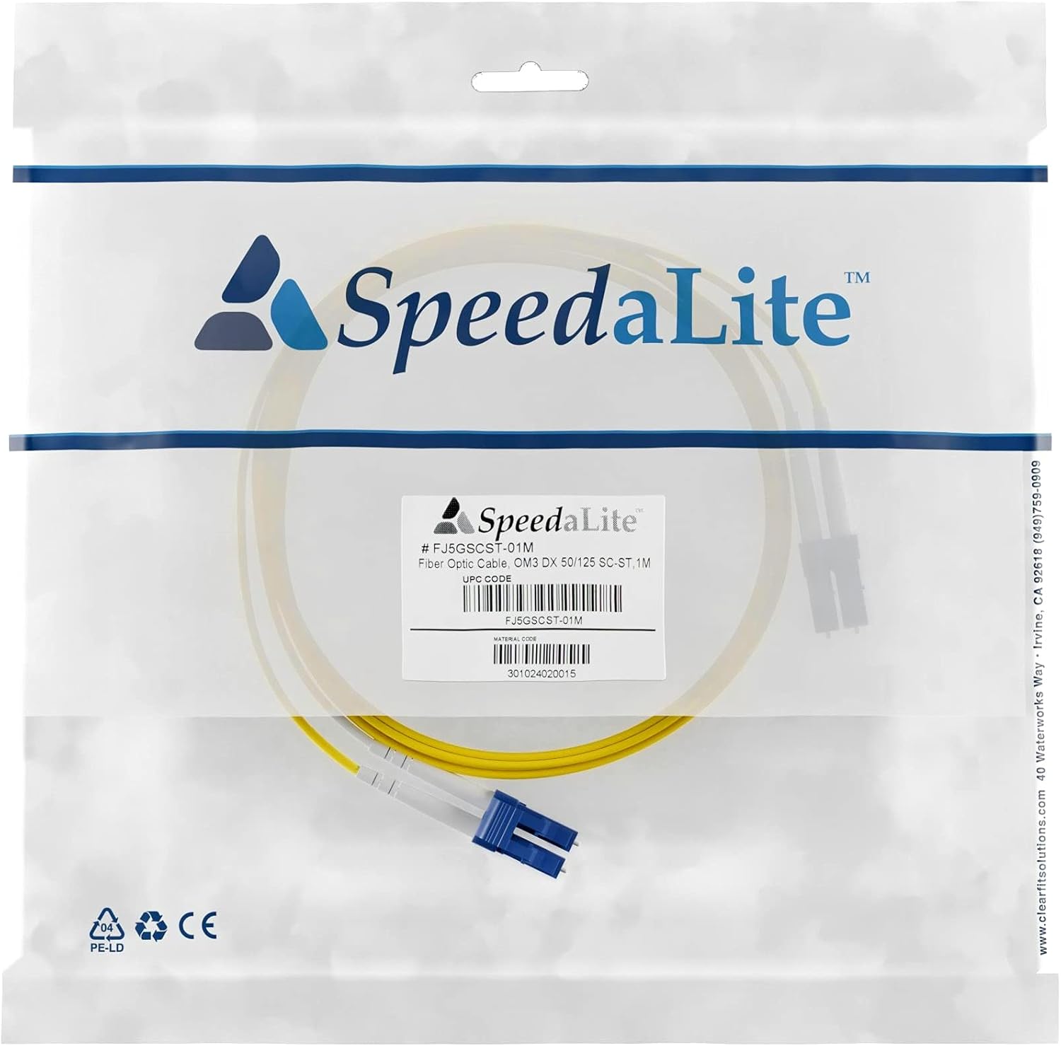 Oncore Power Systems 1 Meter LC-LC Singlemode Duplex Fiber Optic Cable - Yellow