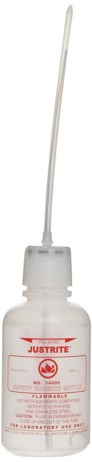 Justrite 14009 16 oz, 3.0" x 7.50" Size Dispensing Bottle 16 ounces Boston Round 1 14009