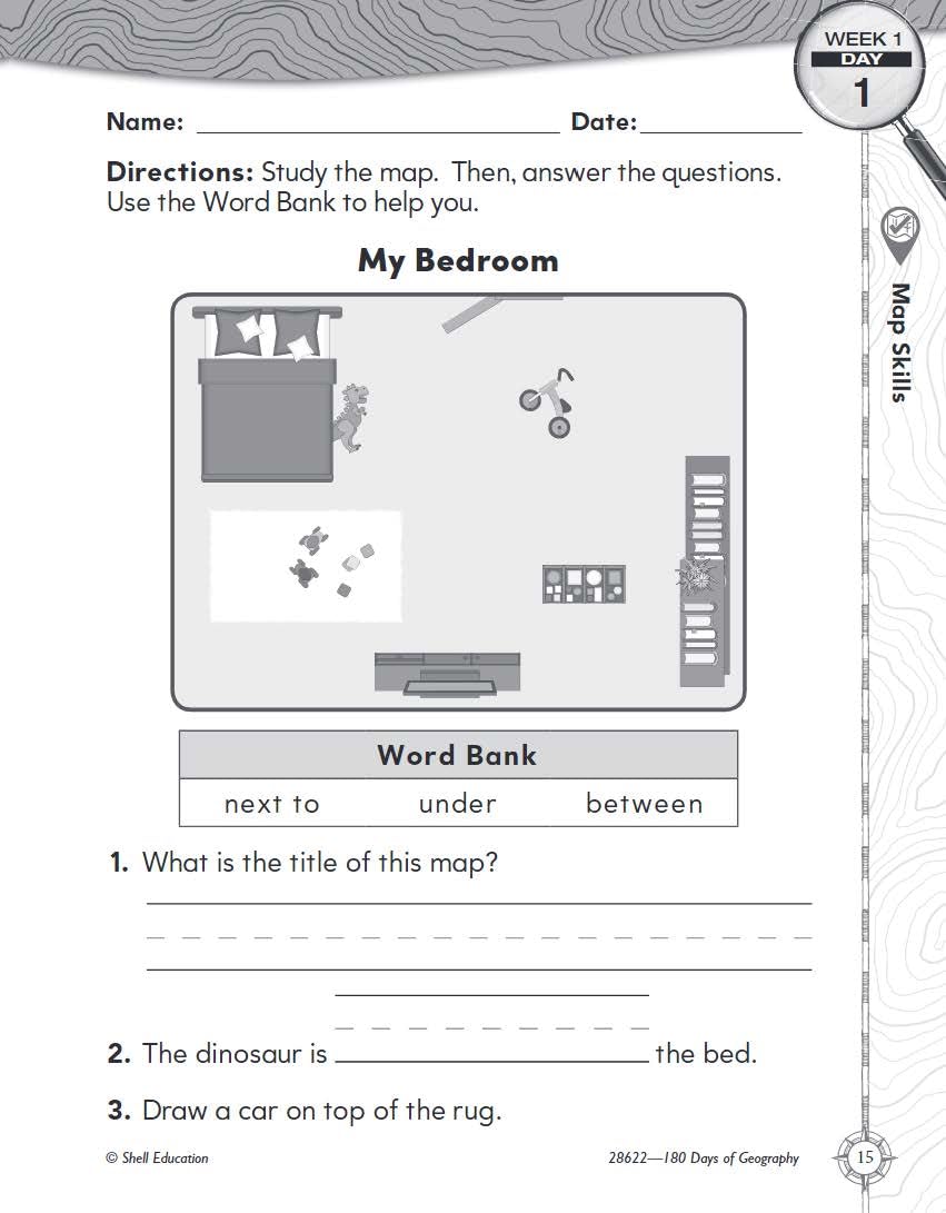 180 Days™: Social Studies, Geography for 1st Grade Practice Workbook for Classroom and Home