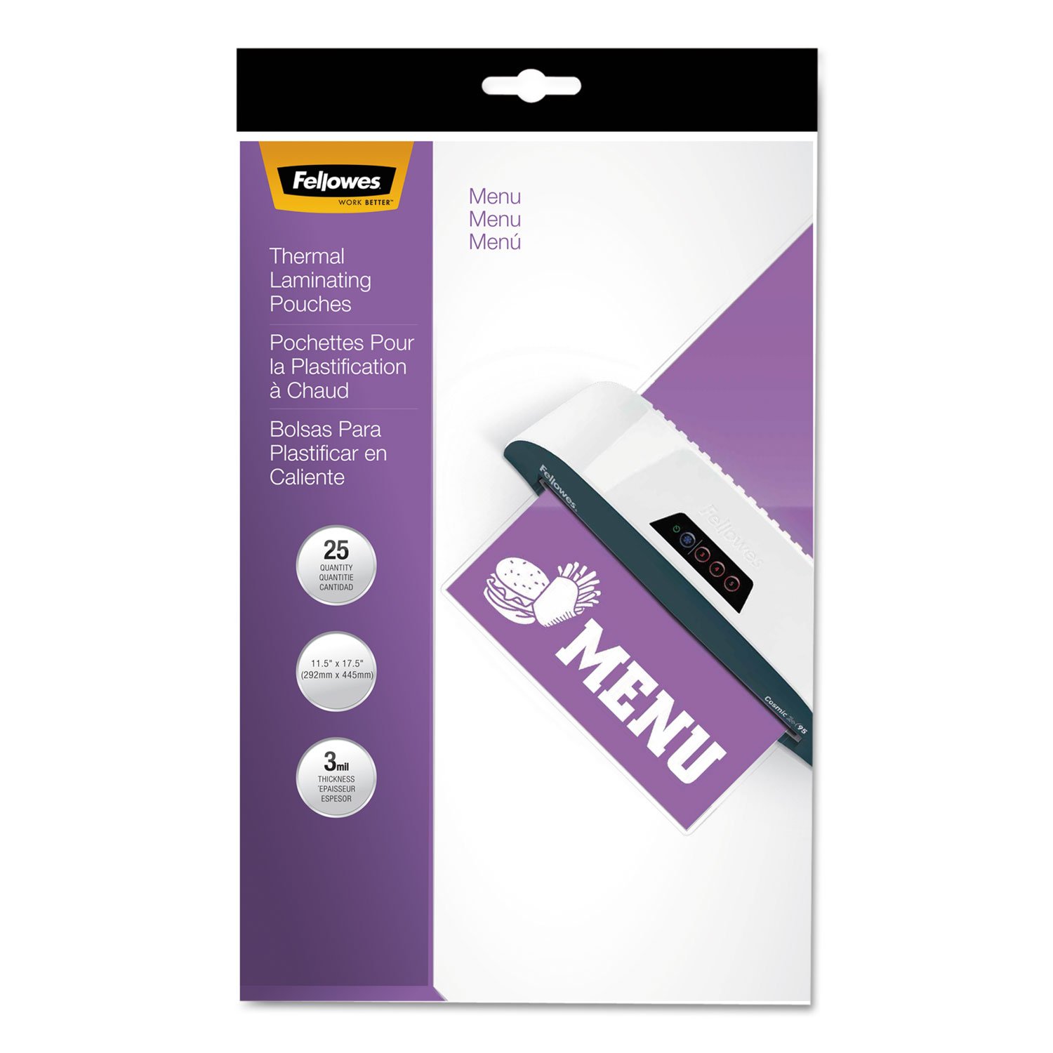 Fellowes 52011 Laminating Pouches, 3mil, 11.5 x 17.5, 25/Pack