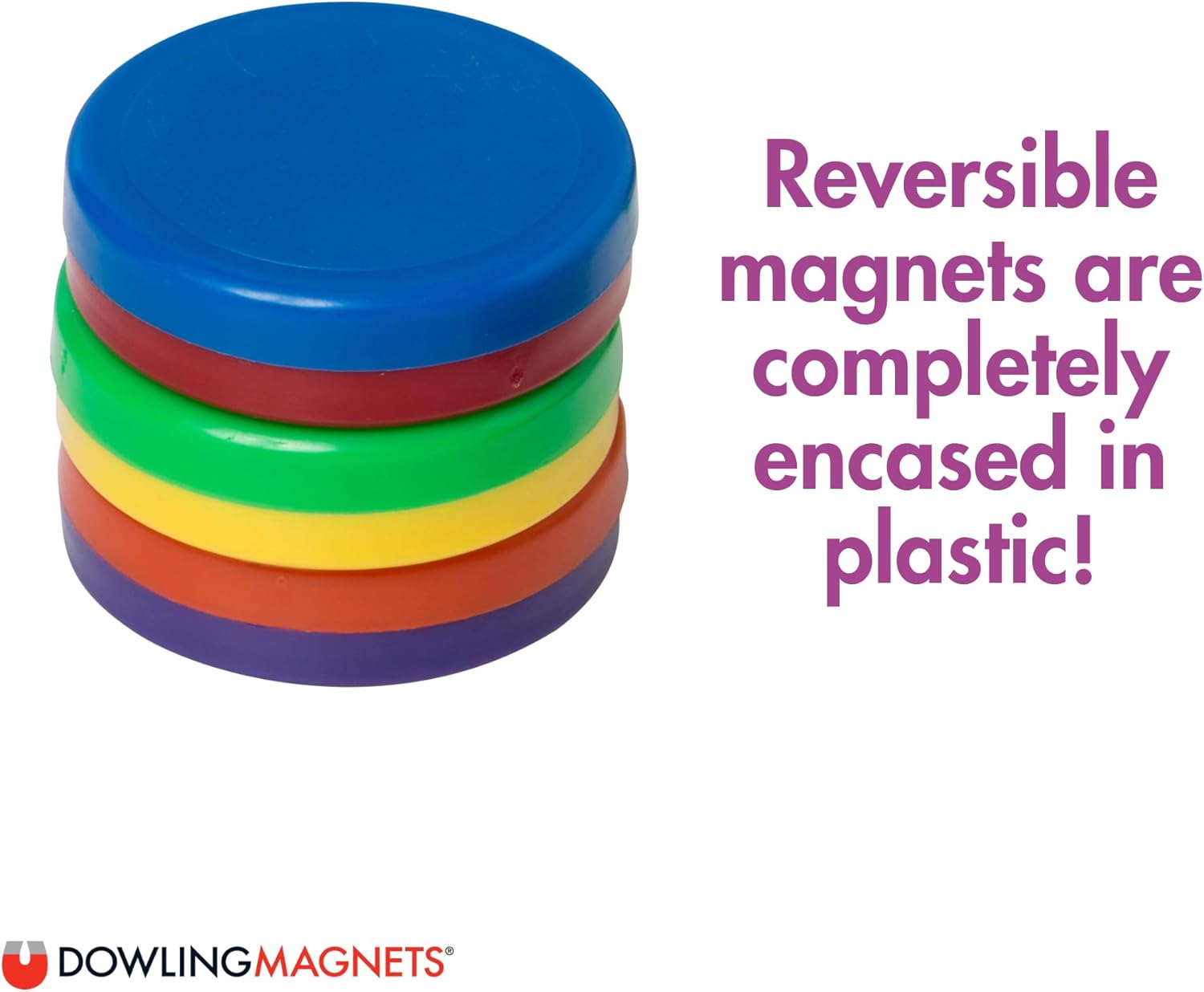 Dowling Magnets Chunky Magnets, Button, 1 1/8in, Assorted Colors, Box Of 40