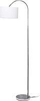 Simple Designs LF2005-WHT Arched Brushed Nickel Floor Lamp with White Fabric Shade White No Bulb