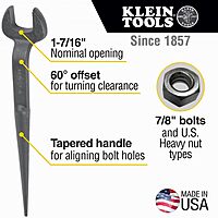 Spud Wrench 7/8-Inch Bolt for Heavy Nut Klein Tools 3213 1-7/16-Inch