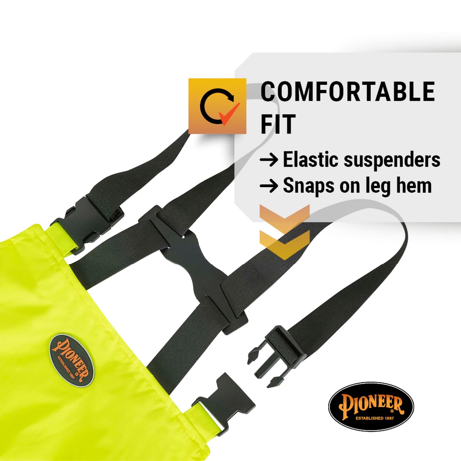 Pioneer High Visibility Rain Gear Safety Jacket and Bib Pants – Hi Vis Waterproof Reflective PVC Work Suit for Men